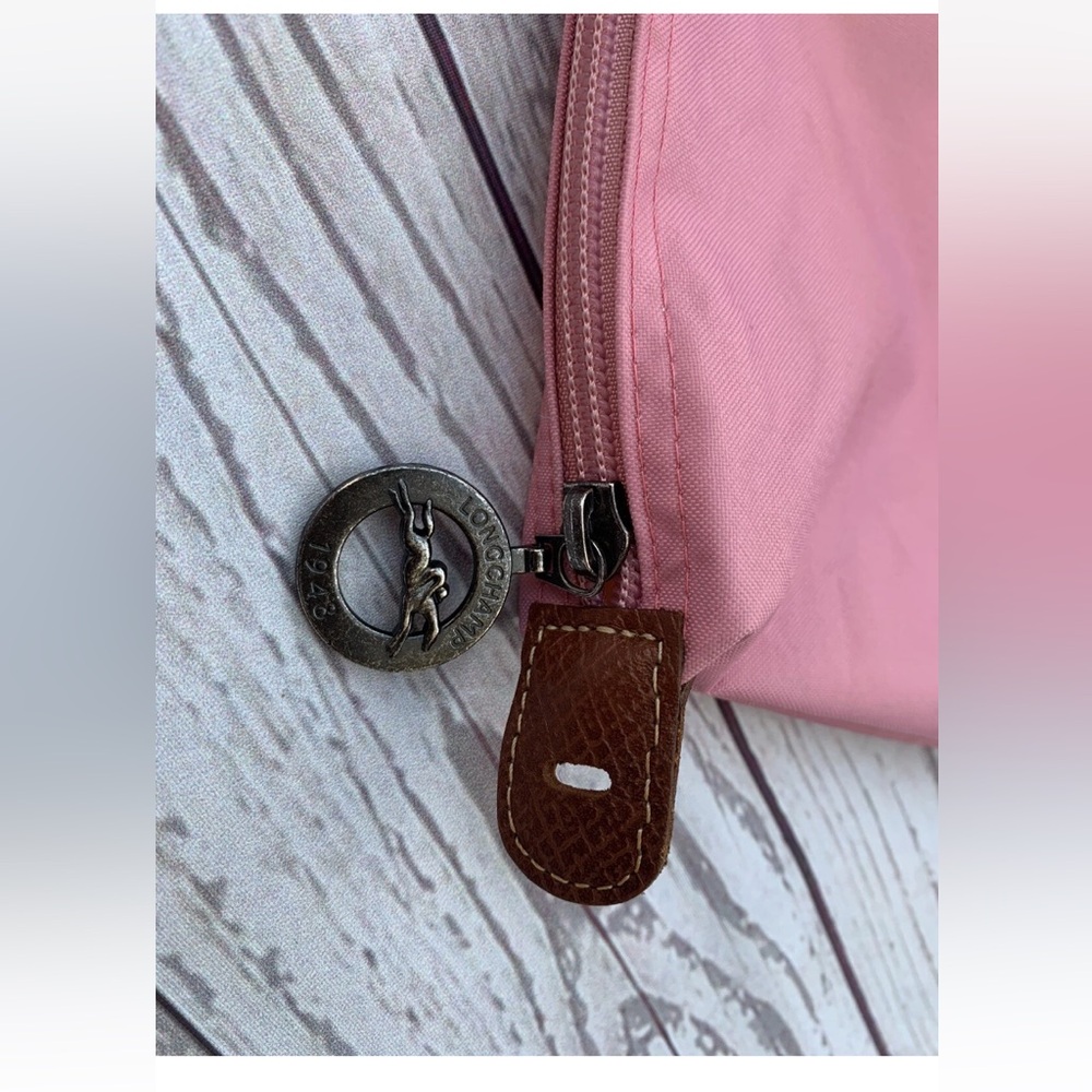 Longchamp Pink Nylon Tote with Brown Leather Handles - Picture 12 of 12